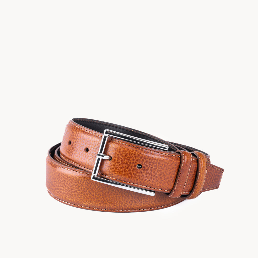 Sleek Cognac Calfskin Leather Belt Dressy Refined Lennertson