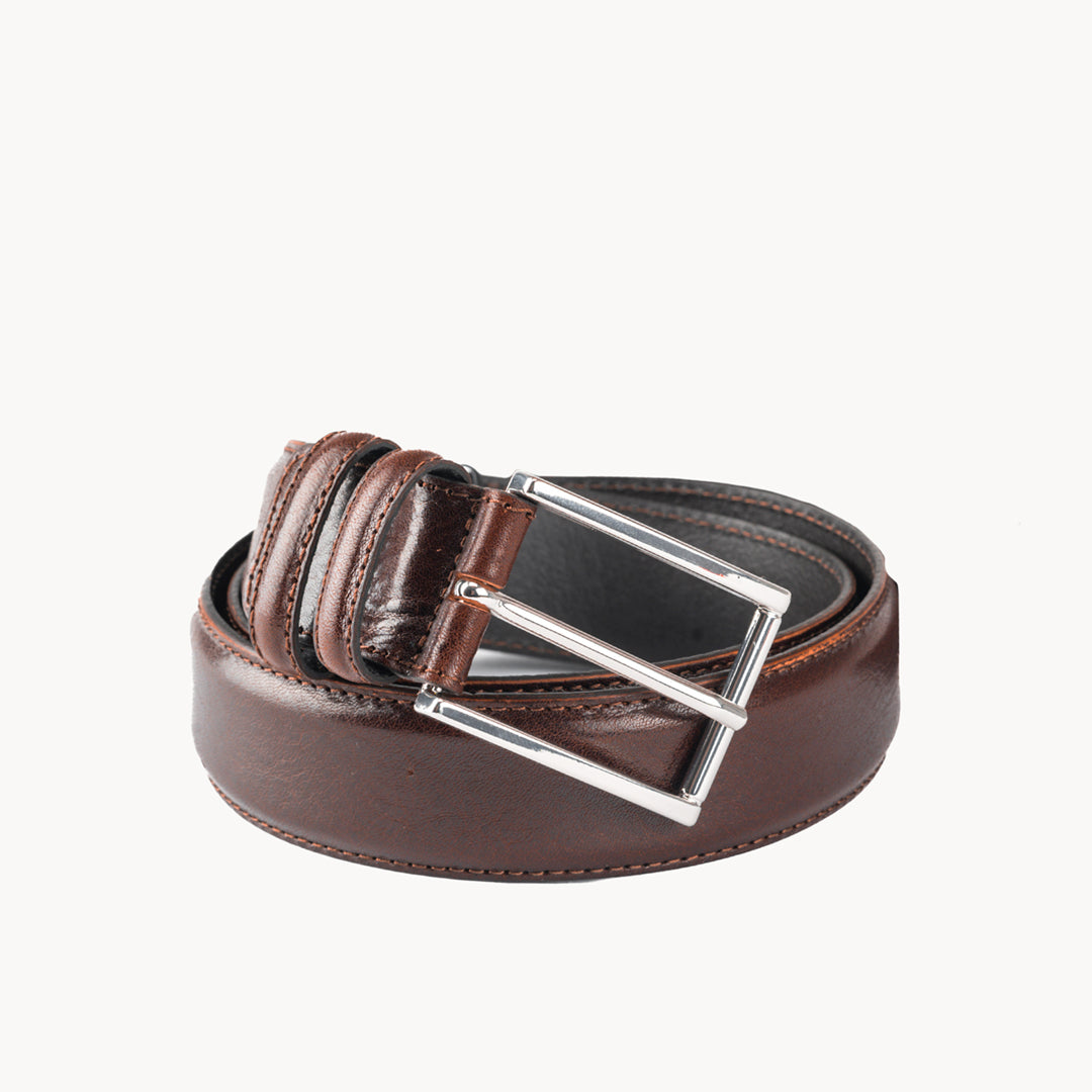 brown leather dress belt