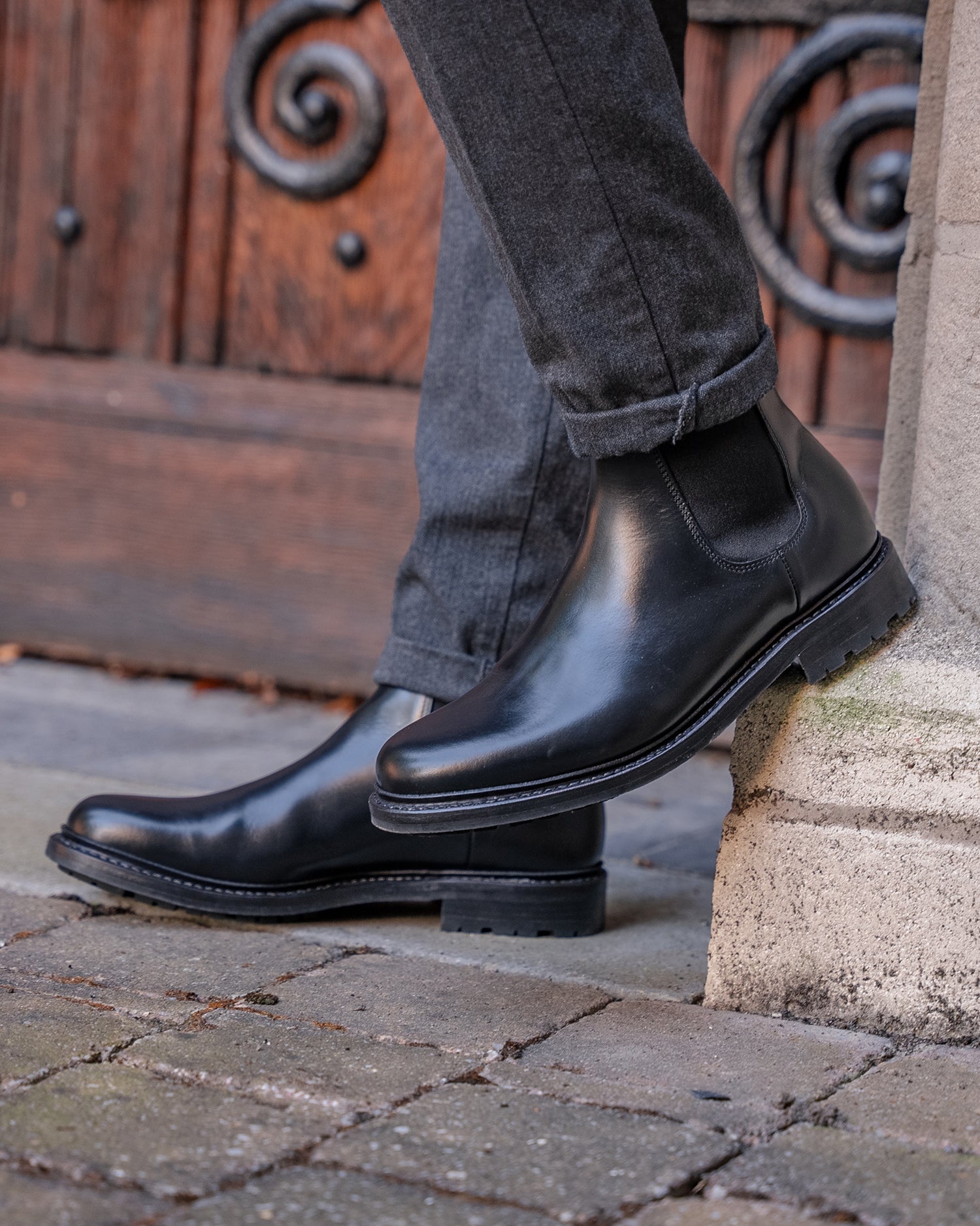 Lennertson Rider Chelsea Boot in All Black Handcrafted Goodyear Welted