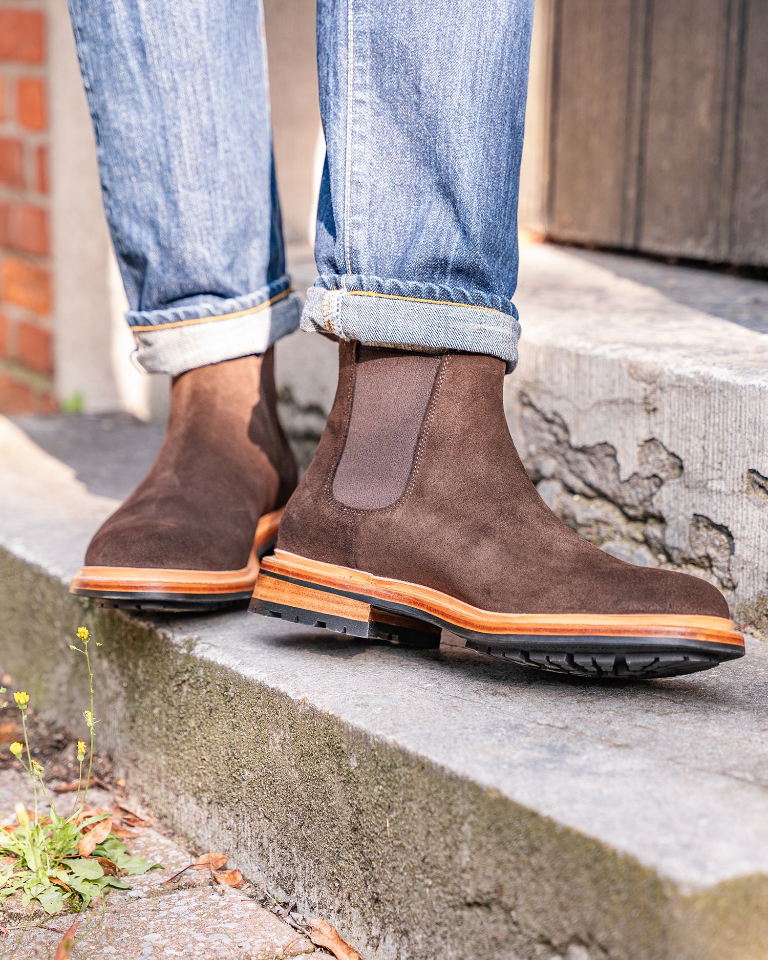 Lennertson Dark Brown Suede Chelsea Boot Handcrafted Goodyear Welted Lennertson Shoes