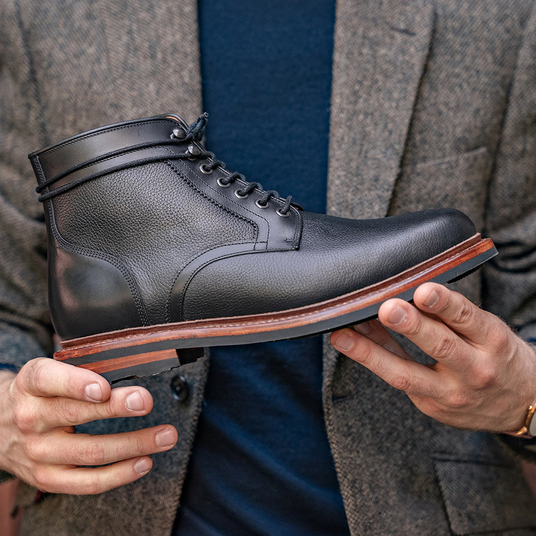 Lennertson Chieftain Boot in Black Scotch Grain - Vintage Appeal